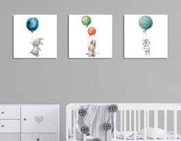 Wallity FAH11 Conjunto de 3 Cuadros Decorativos sobre Lienzo Multicolor de 30 x 30 cm